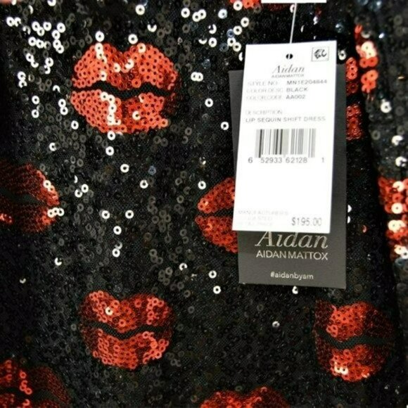 NWT Aidan by Aidan Mattox Lip Sequin Sparkling Shift Party Cocktail Mini Dress - Picture 7 of 7